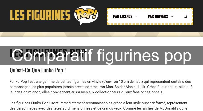 Comparatif figurines pop