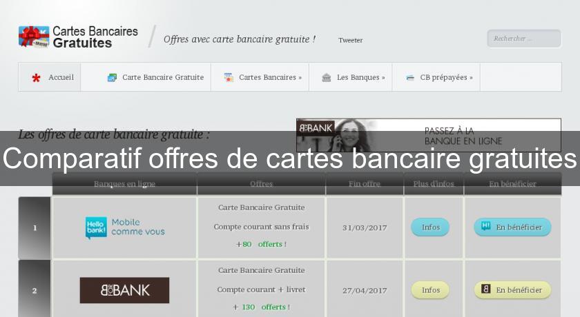 Comparatif offres de cartes bancaire gratuites Comparatif offres de cartes bancaire gratuites