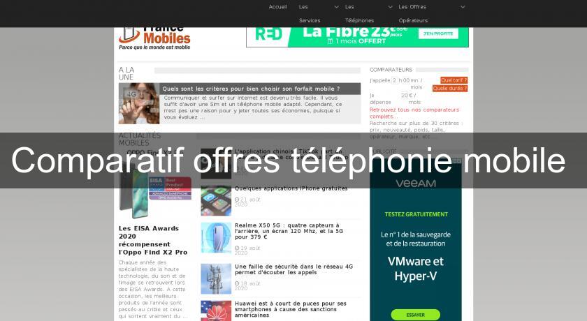 Comparatif offres téléphonie mobile Comparatif offres téléphonie mobile