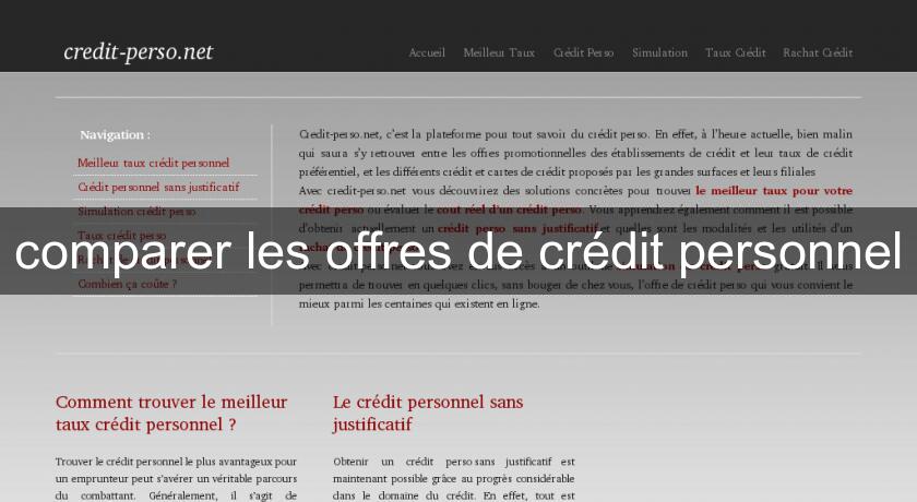 comparer les offres de crédit personnel