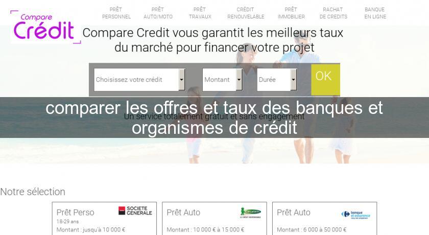 comparer les offres et taux des banques et organismes de crédit comparer les offres et taux des banques et organismes de crédit