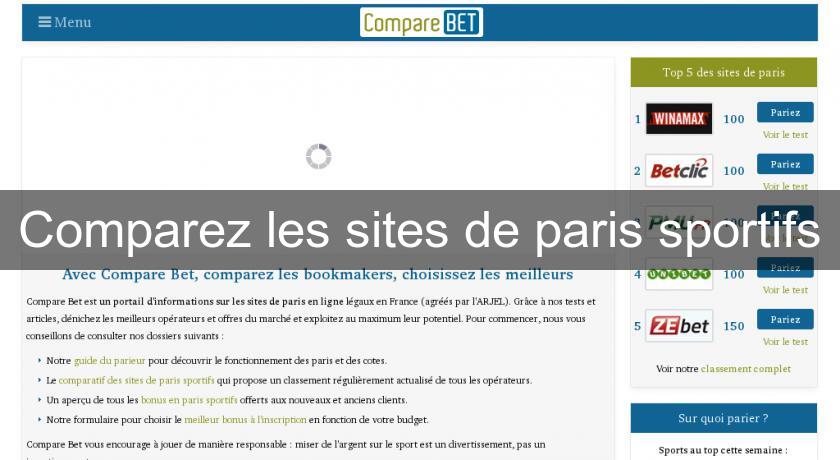 Comparez les sites de paris sportifs Comparez les sites de paris sportifs