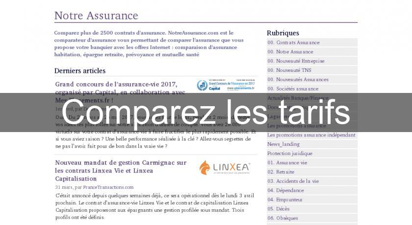 Comparez les tarifs Comparez les tarifs