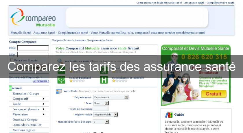 Comparez les tarifs des assurance santé