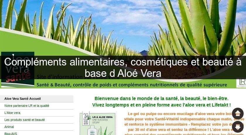 Compléments alimentaires, cosmétiques et beauté à base d'Aloé Vera