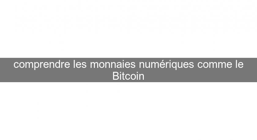 comprendre les monnaies numériques comme le Bitcoin comprendre les monnaies numériques comme le Bitcoin