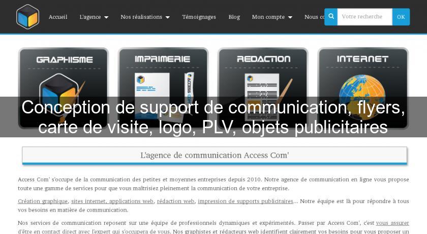 Conception de support de communication, flyers, carte de visite, logo, PLV, objets publicitaires