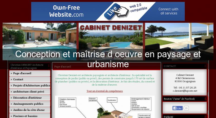 Conception et maîtrise d'oeuvre en paysage et urbanisme Conception et maîtrise d'oeuvre en paysage et urbanisme