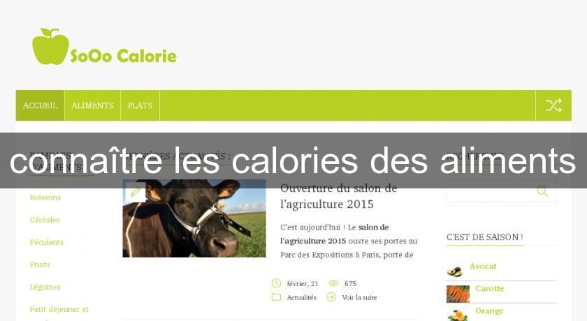 connaître les calories des aliments