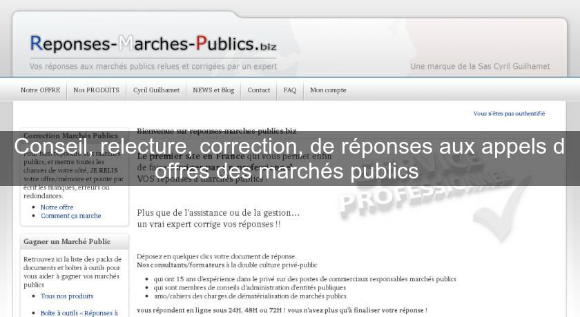 Conseil, relecture, correction, de réponses aux appels d'offres des marchés publics 