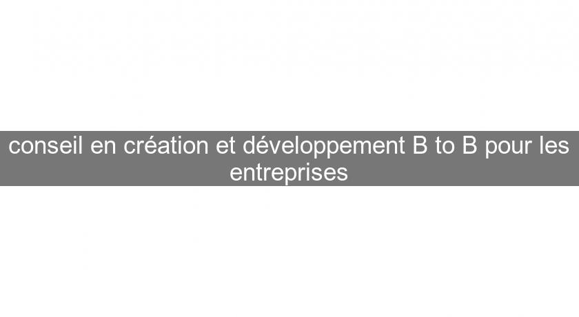 conseil en création et développement B to B pour les entreprises