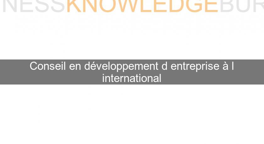 Conseil en développement d'entreprise à l'international Conseil en développement d'entreprise à l'international