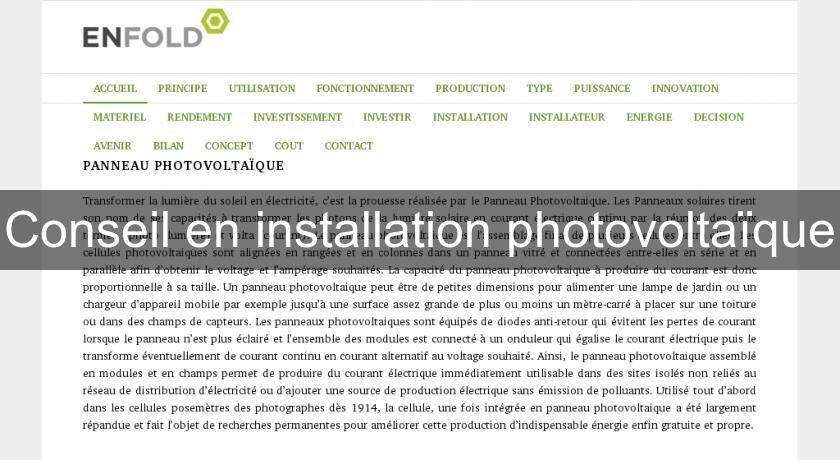 Conseil en installation photovoltaïque