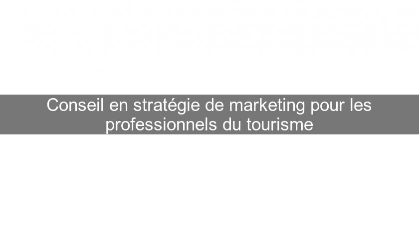 Conseil en stratégie de marketing pour les professionnels du tourisme Conseil en stratégie de marketing pour les professionnels du tourisme