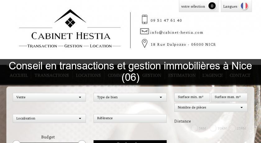 Conseil en transactions et gestion immobilières à Nice (06)