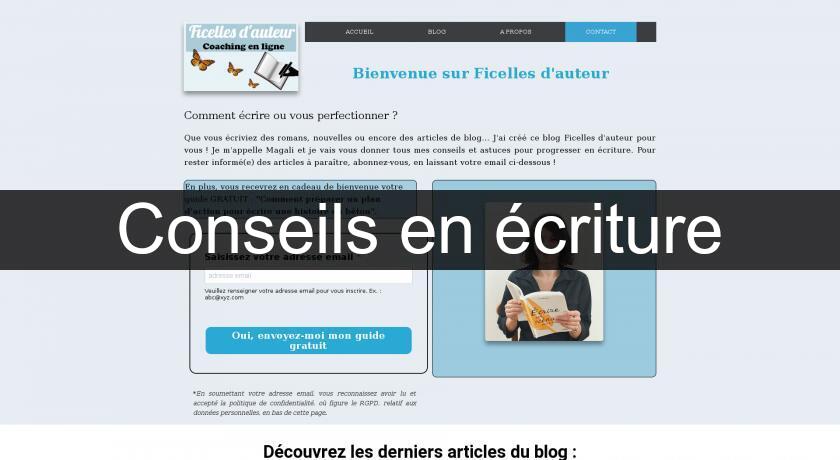 Conseils en écriture Conseils en écriture