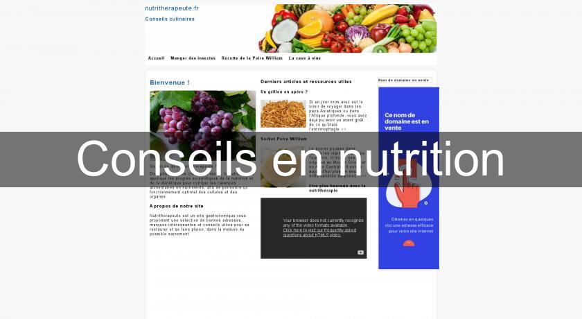 Conseils en nutrition Conseils en nutrition