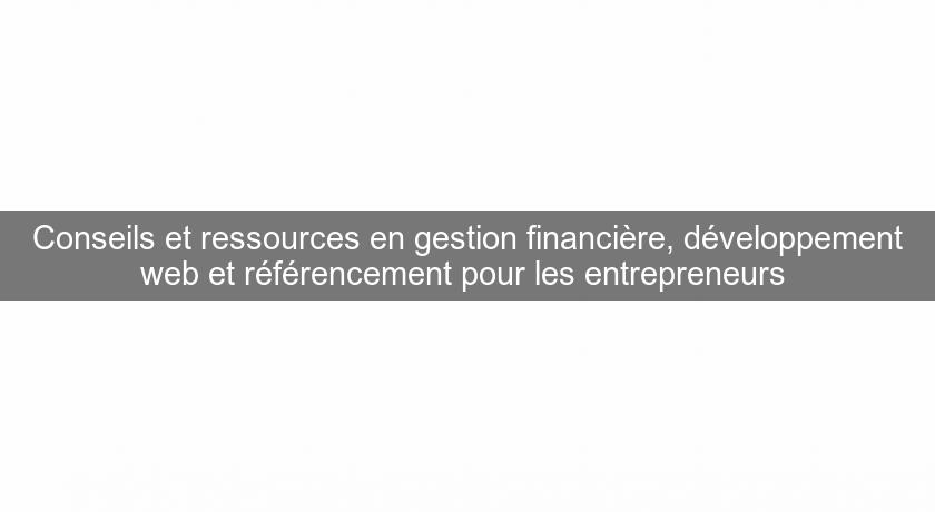 Conseils et ressources en gestion financière, développement web et référencement pour les entrepreneurs Conseils et ressources en gestion financière, développement web et référencement pour les entrepreneurs