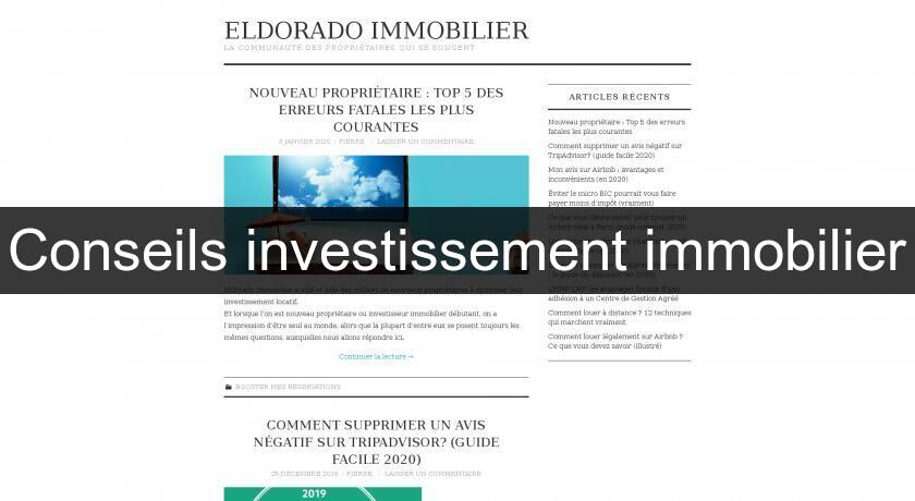 Conseils investissement immobilier Conseils investissement immobilier