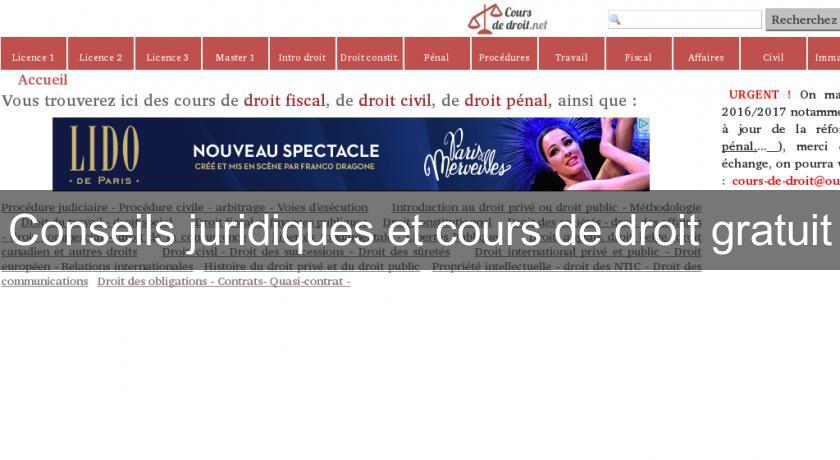 Conseils juridiques et cours de droit gratuit Conseils juridiques et cours de droit gratuit