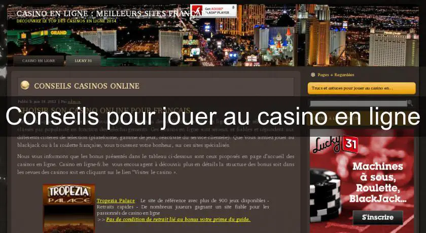 Conseils pour jouer au casino en ligne