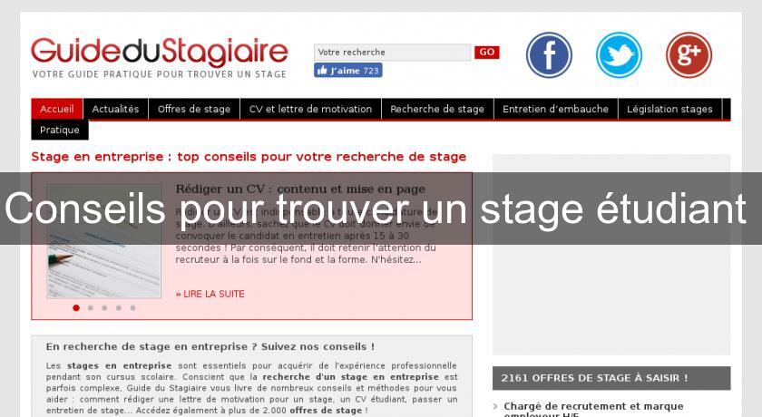 Conseils pour trouver un stage étudiant Conseils pour trouver un stage étudiant