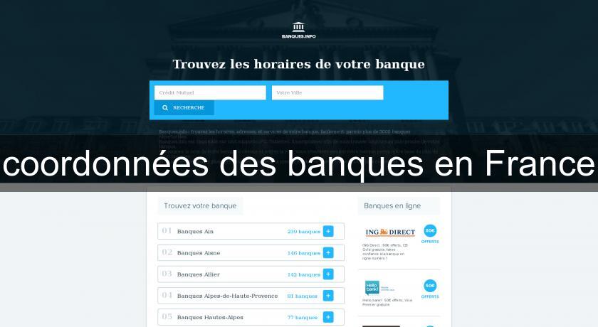 coordonnées des banques en France coordonnées des banques en France