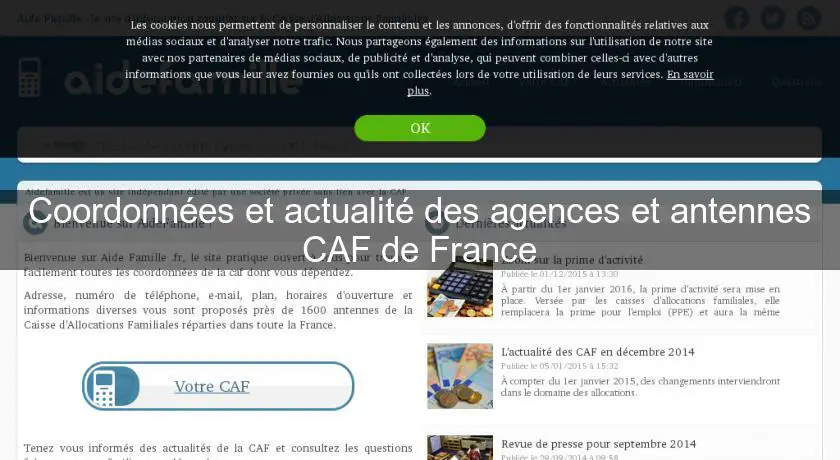 Coordonnées et actualité des agences et antennes CAF de France