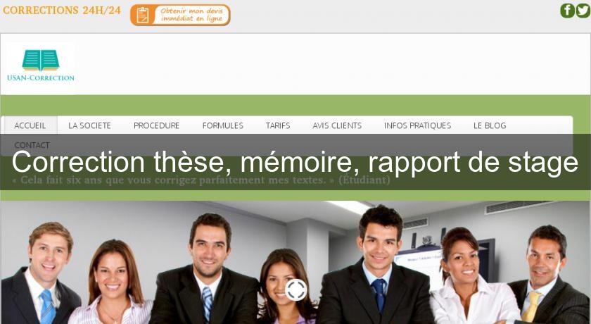 Correction thèse, mémoire, rapport de stage Correction thèse, mémoire, rapport de stage