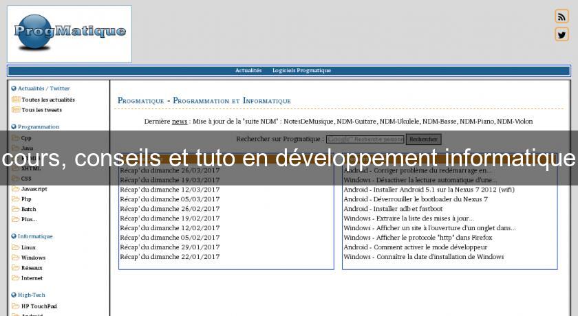 cours, conseils et tuto en développement informatique cours, conseils et tuto en développement informatique