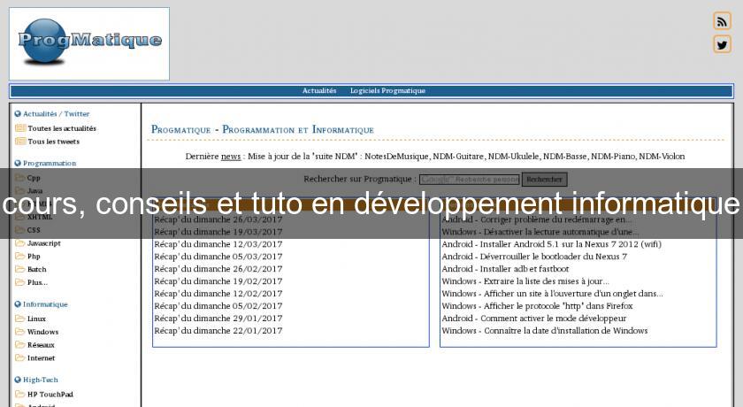 cours, conseils et tuto en développement informatique