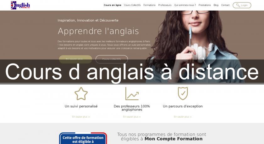 Cours d'anglais à distance Cours d'anglais à distance