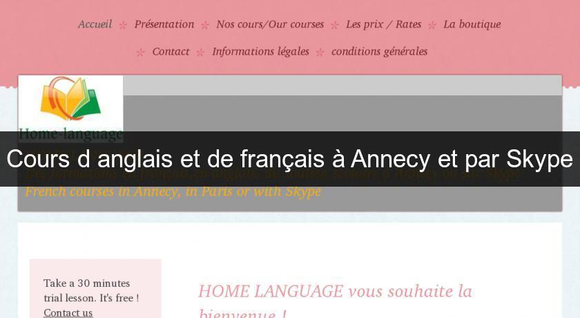 Cours d'anglais et de français à Annecy et par Skype
