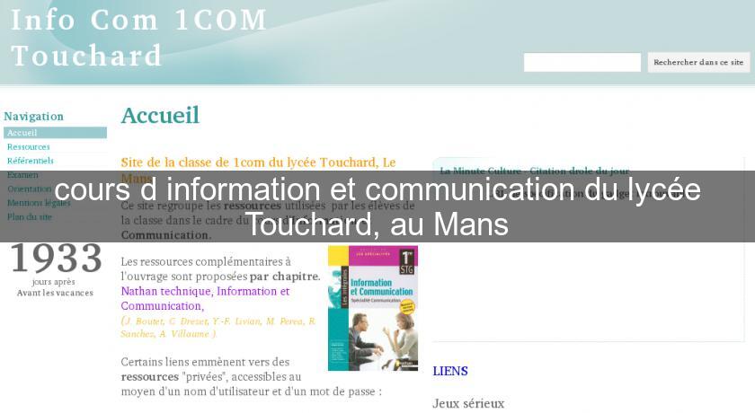 cours d'information et communication du lycée Touchard, au Mans