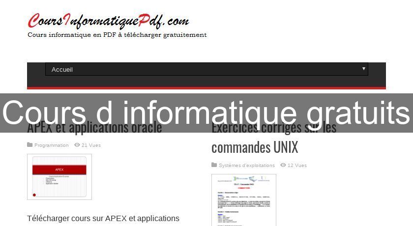 Cours d'informatique gratuits Cours d'informatique gratuits