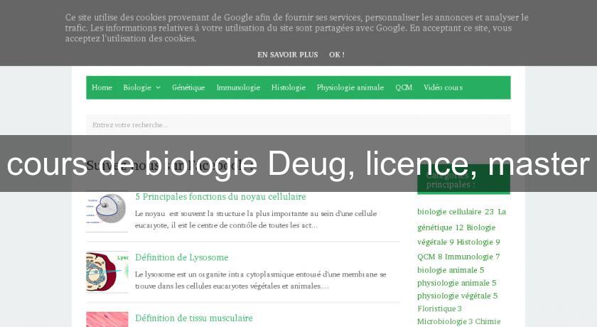 cours de biologie Deug, licence, master cours de biologie Deug, licence, master
