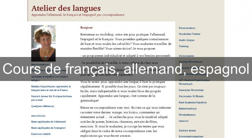 Cours de français, allemand, espagnol