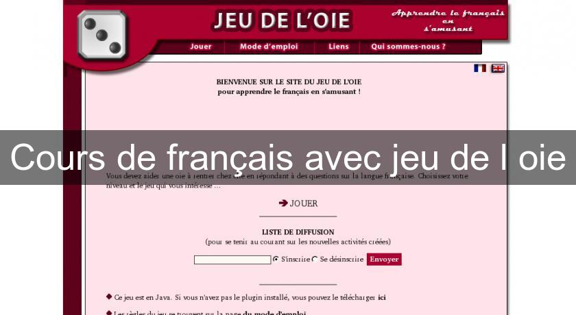 Cours de français avec jeu de l'oie Cours de français avec jeu de l'oie