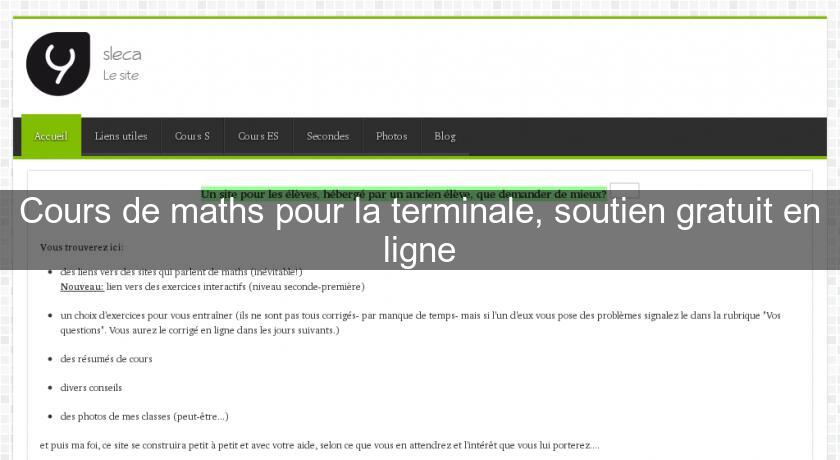 Cours de maths pour la terminale, soutien gratuit en ligne