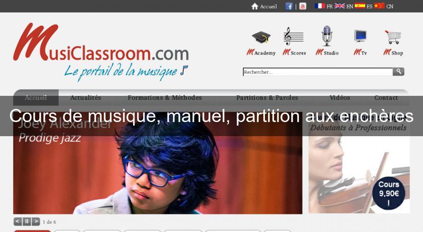 Cours de musique, manuel, partition aux enchères