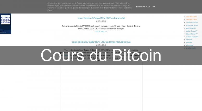 Cours du Bitcoin Cours du Bitcoin
