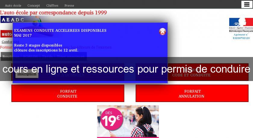 cours en ligne et ressources pour permis de conduire