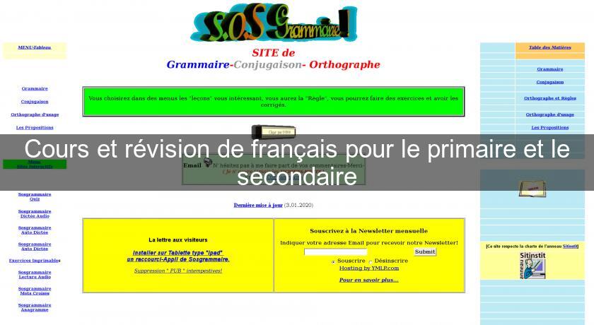 Cours et révision de français pour le primaire et le secondaire Cours et révision de français pour le primaire et le secondaire