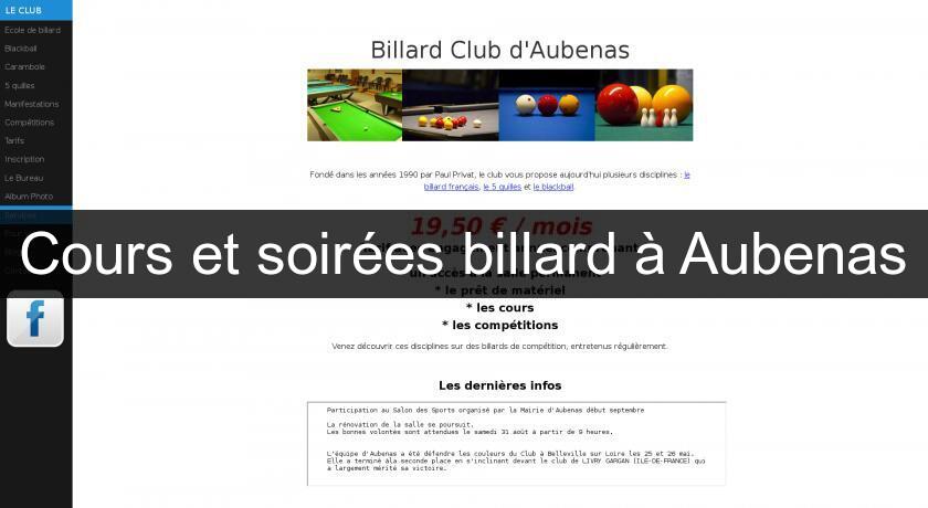 Cours et soirées billard à Aubenas