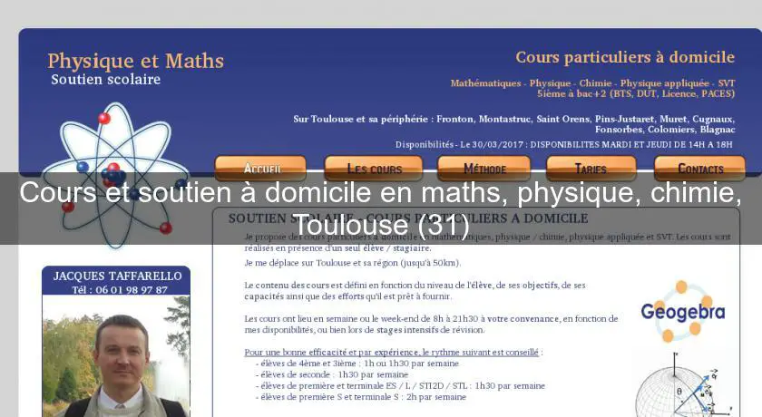 Cours et soutien à domicile en maths, physique, chimie, Toulouse (31)