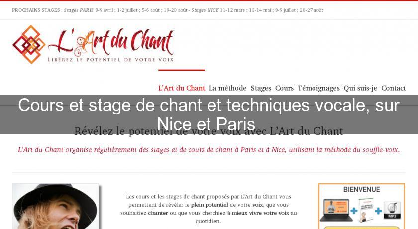 Cours et stage de chant et techniques vocale, sur Nice et Paris 