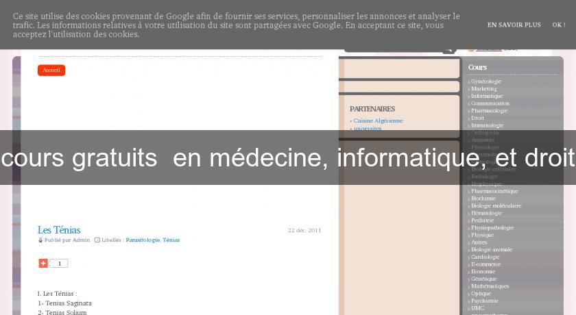 cours gratuits  en médecine, informatique, et droit