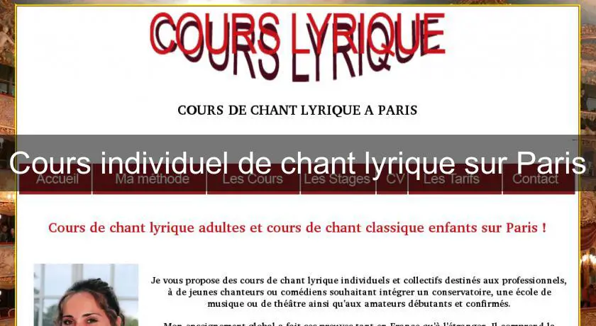 Cours individuel de chant lyrique sur Paris