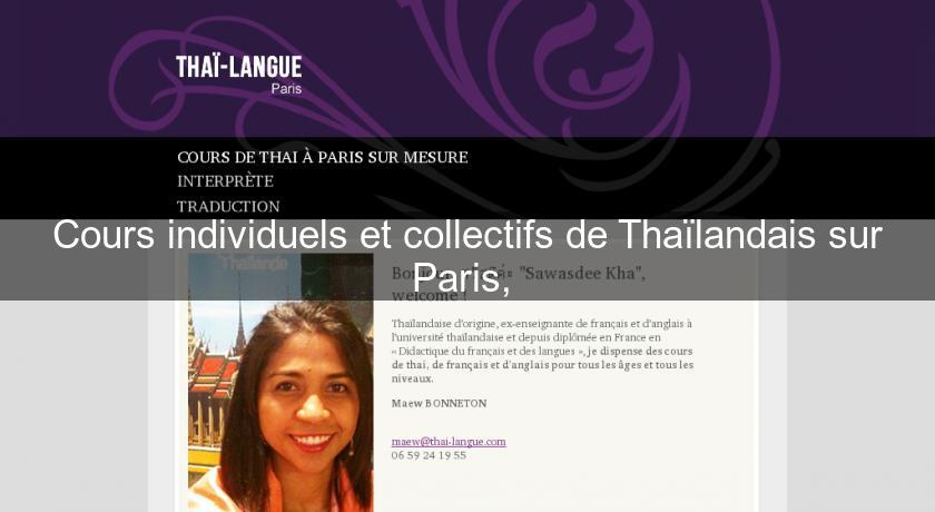 Cours individuels et collectifs de Thaïlandais sur Paris, 