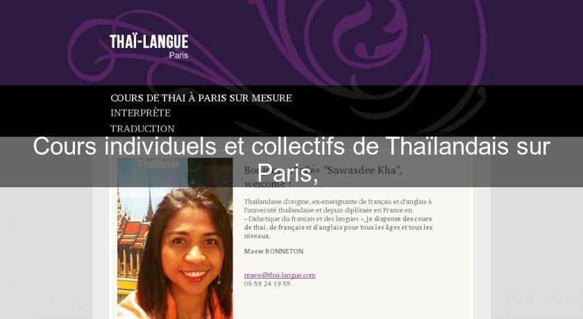 Cours individuels et collectifs de Thaïlandais sur Paris, Cours individuels et collectifs de Thaïlandais sur Paris,